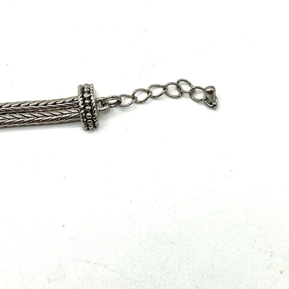 Lia Sophia Love Dust Pave Crystal Heart Silver Tone Chain Bracelet 7.5